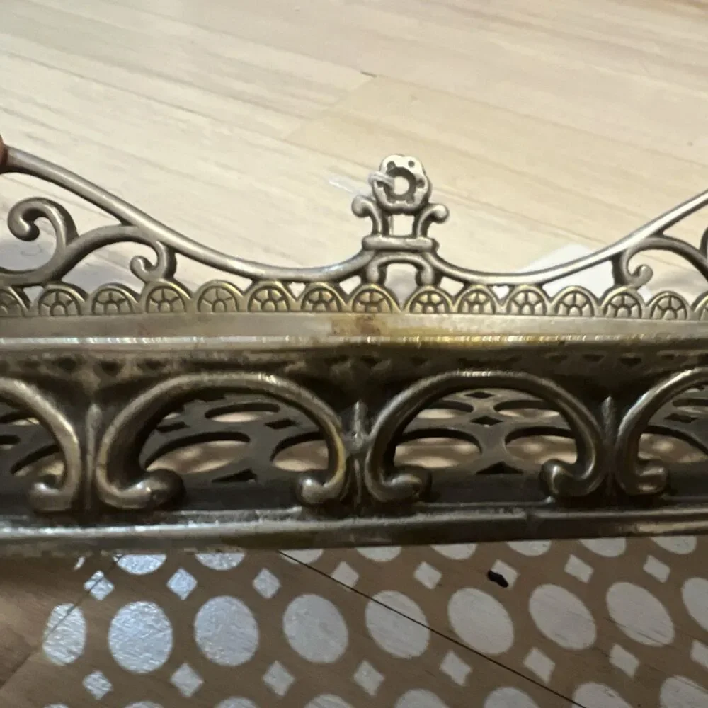 Antique Nickel over Brass Wall Held Tray Brass Color Circa 1900 Original
